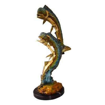 Statue impressionnante en bronze de poisson Kirsti Impressive de Kirsti, taille: 20 po x 18 po x H 42 po