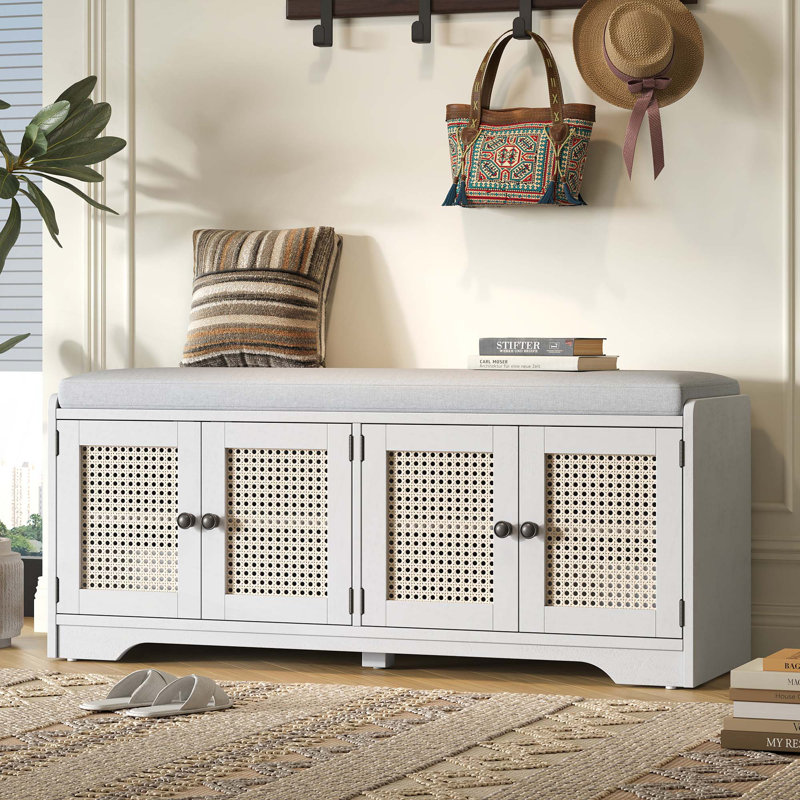 Banc de rangement Rustic, Blanc