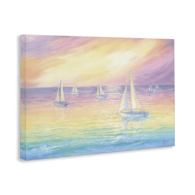 Art mural sur toile Prismatic Rainbow Hued Seascape, conception par Georgia Janisse