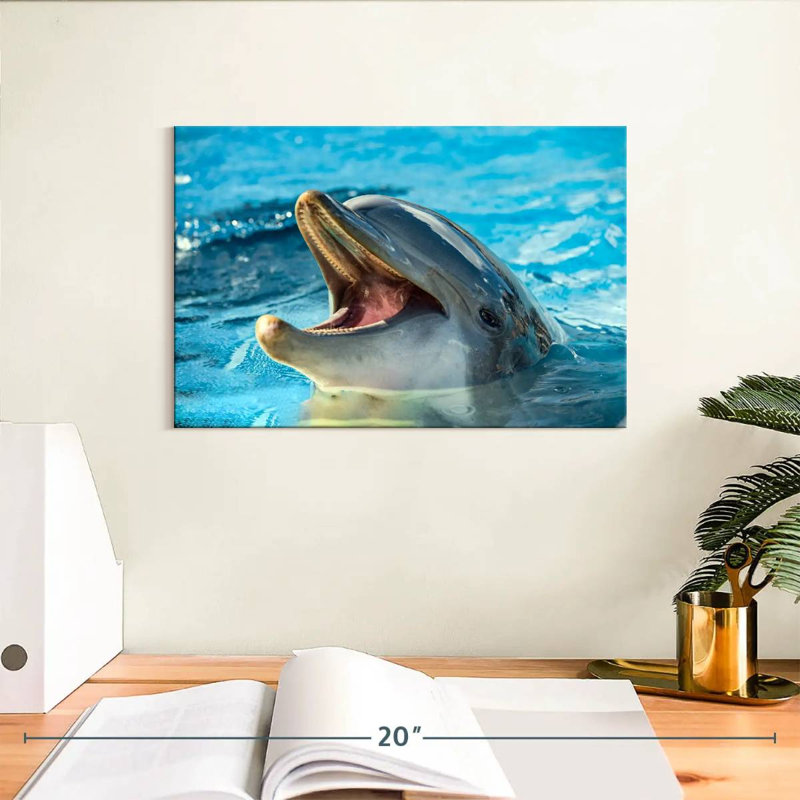 Smiling Playful Dolphin, 8" H x 12" W