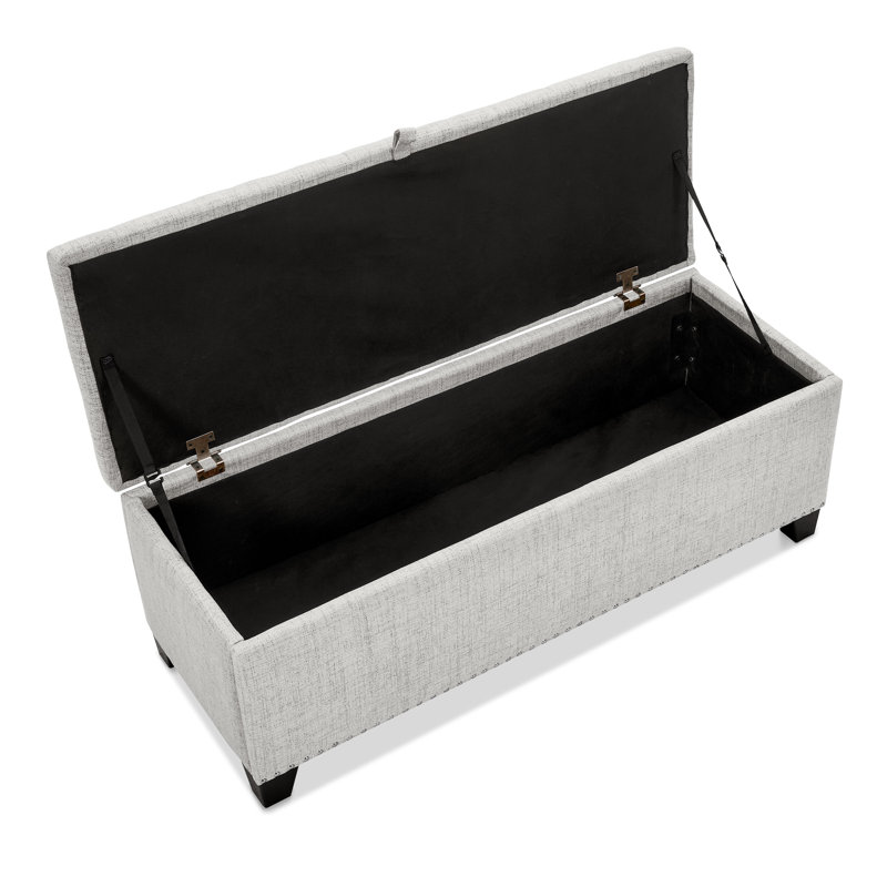48" Wide Linen Storage Bench, Cream White