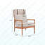 Fauteuil d'appoint Mid-Century moderne, structure en bois massif avec dossier haut, coussins rembourrés gris clair, méridienne ergonomique pour salon / chambre à coucher / coin lecture