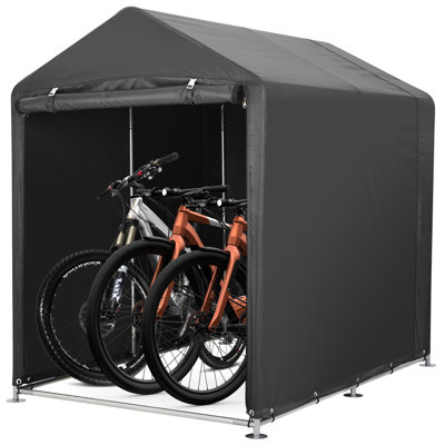 Tente de rangement pour vélo d'extérieur, tissu Oxford 420D imperméable avec toit triangulaire, abri de garage portable pour 2 vélos, moto, outils, assemblage facile, noir