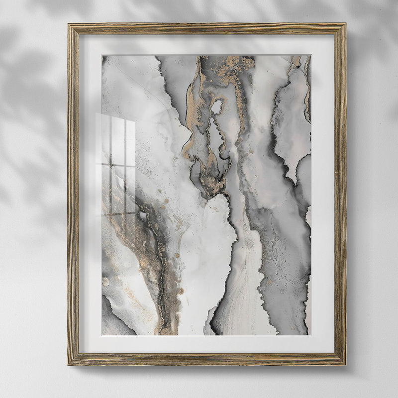«Abstract Ink Fantasy III», reproduction encadrée, Blanc, Papier avec cadre noyer