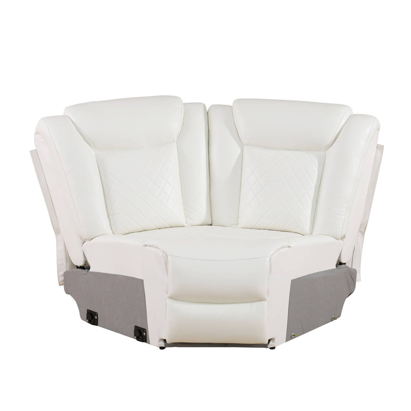 Breathing Leather 3-piece Power Living Room Recliner Sectional, White