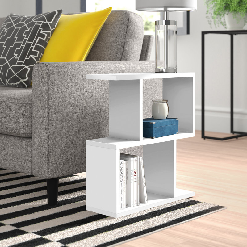 Barbara Side Table Modern 2-Tier Design with Storage Compartments, White