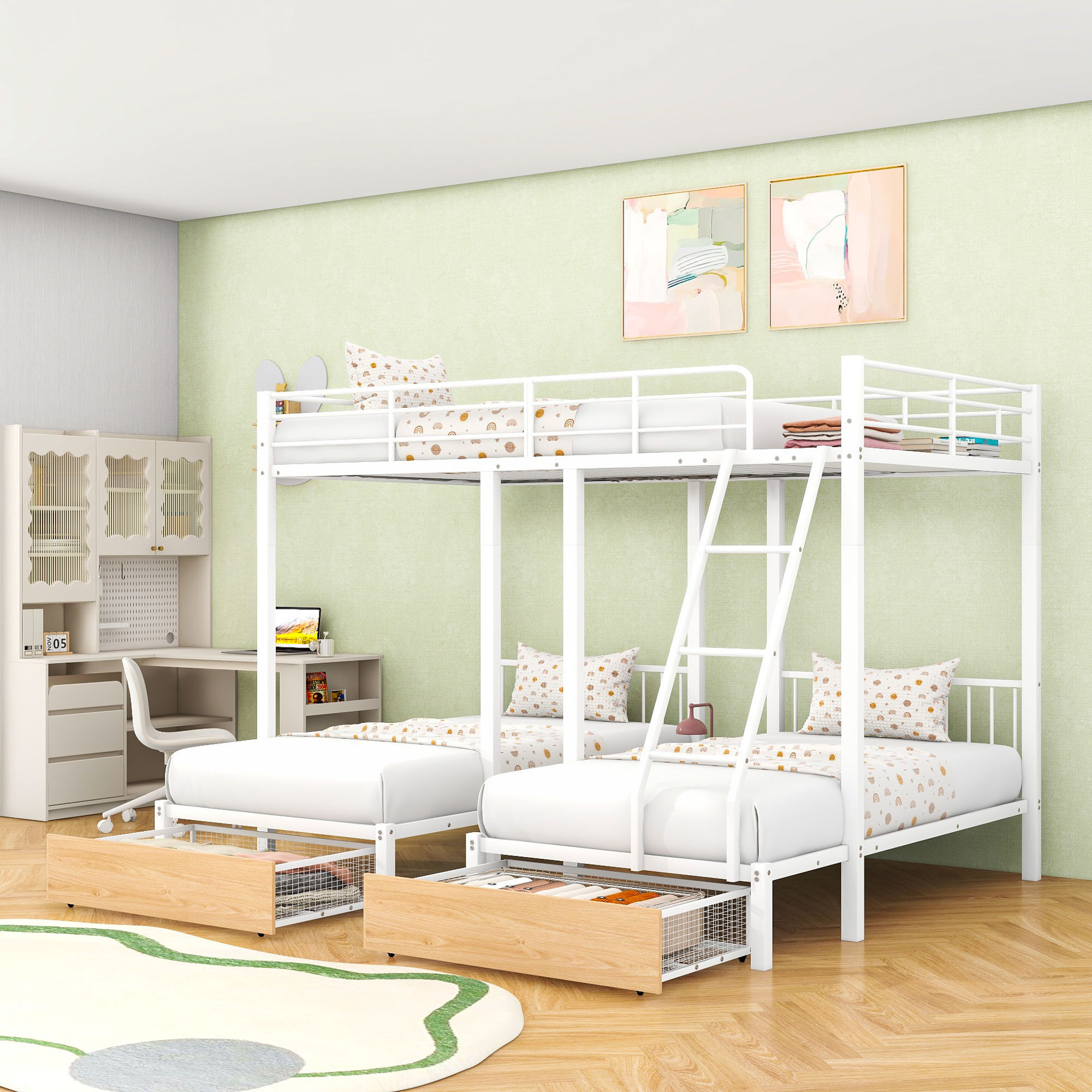 Mason &amp; Marbles Full Over Twin And Twin Bunk Bed With Storage Drawers ...