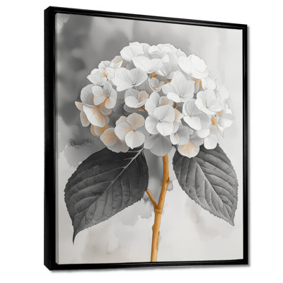 Monogramme d'hortensia avec une tige d'hiver I - hydrangées, art mural