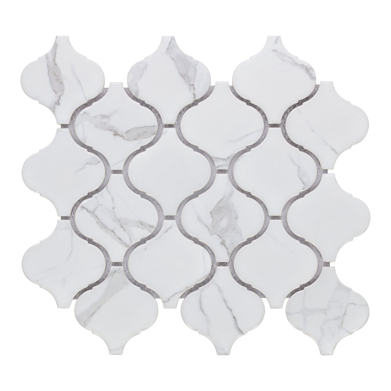 Carreau de mosaïque en porcelaine 3 po x 3 po Arabesque