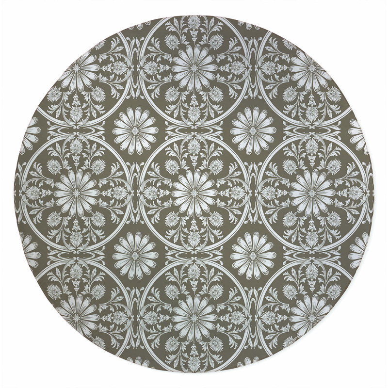 Daisy Tile Outdoor Area Rug, Round 5'
