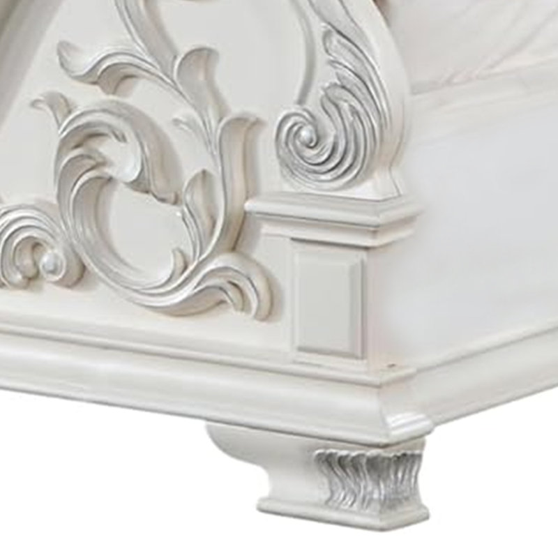 Grand lit, blanc perle, Blanc, Grand