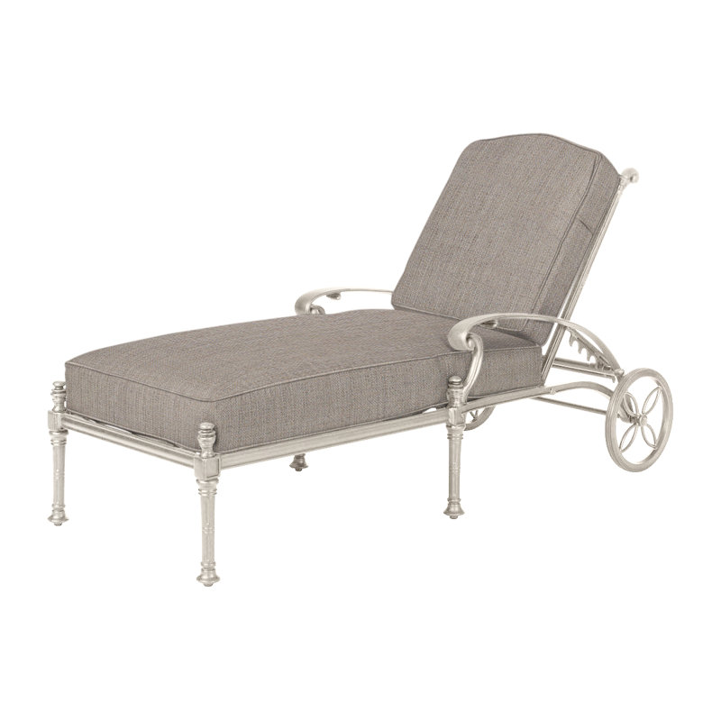 Florence Chaise Lounge Frame with Sunbrella Cushions, Desert Bronze, Cast Ash Sunbrella® Plainweave