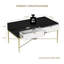 Table basse moderne avec 2 tiroirs, table de rangement de salon noir et blanc
