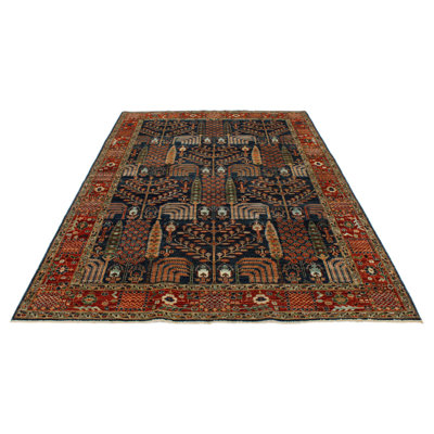 Tapis bleu marine et rouille 6 x 9