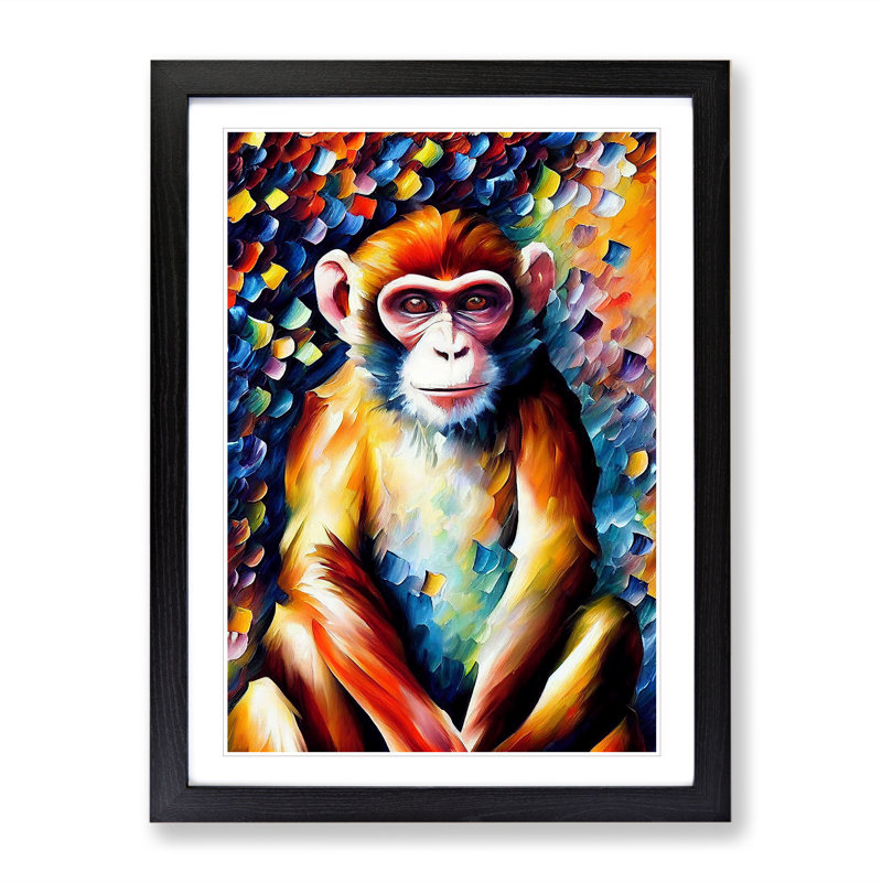 Monkey Portrait No.2 - Framed Print, Black, 64cm H x 46cm W