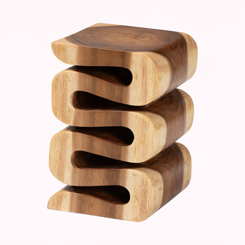 Clive Wavy Sculptural Suar Wood Side Table