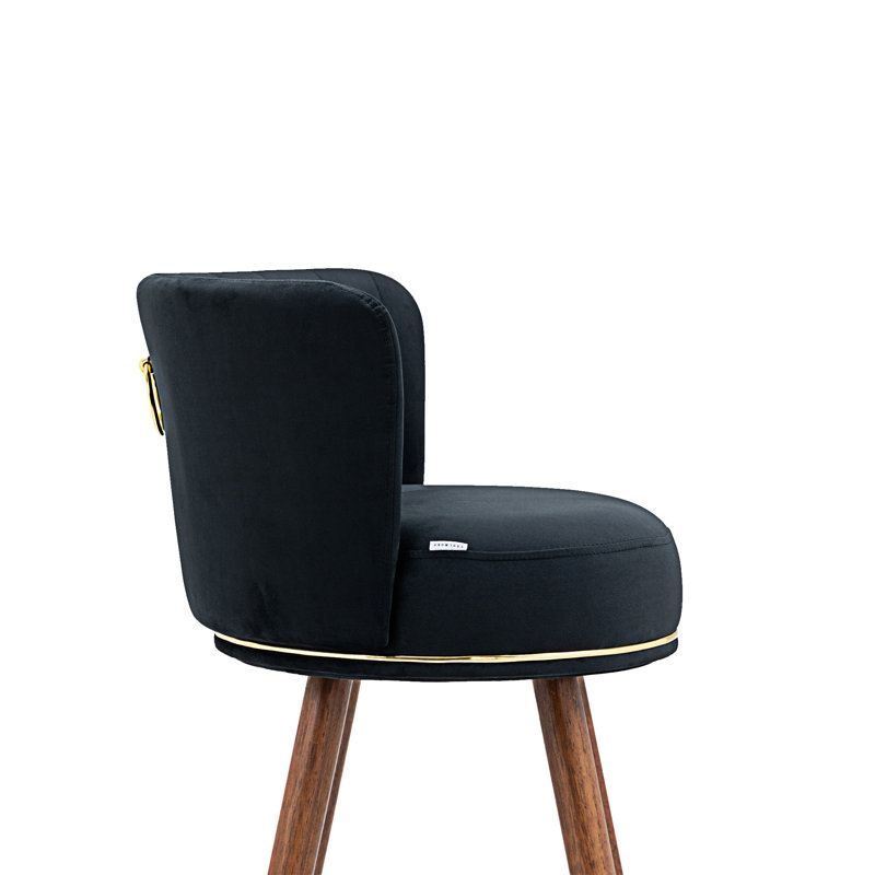 COOLMORE Counter Height Bar Stools Set Of 2 For Kitchen Counter Solid Wood Legs With A Fixed Height Of 360 Degrees, Black