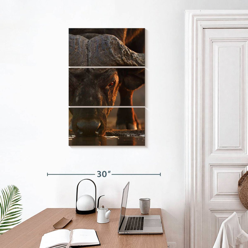 Brampt Drinking Cape Buffalo, 32" H x 20" W