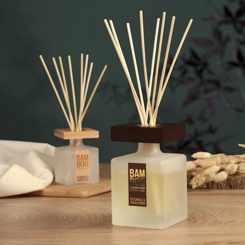 Bamboo Everyday Plant / Floral Reed Diffusers - Patchouli & Guaiac Wood, 24 cm H x 7.6 cm W x 7.6 cm D
