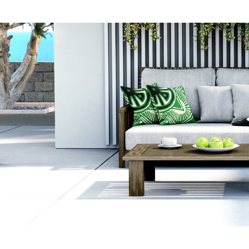 Jeté carré en polyester intérieur / extérieur, L 15 po x H 15 po, Vert