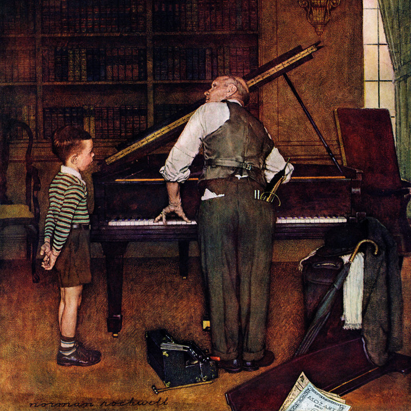 Piano Tuner by Norman Rockwell - Wrapped Canvas Print, 46 cm H x 46 cm W