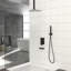 Douche de plafond avec bec cascade - douchette carrée de 12 po, à main, bronze huilé, baignoire et tête de réglage en bronze de 12 po, soupape, couvre abondamment