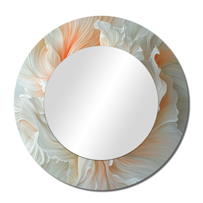 Abstract Flower Cream Petal Symphony I - Abstract Floral Wall Mirror Art - Printed On Metal