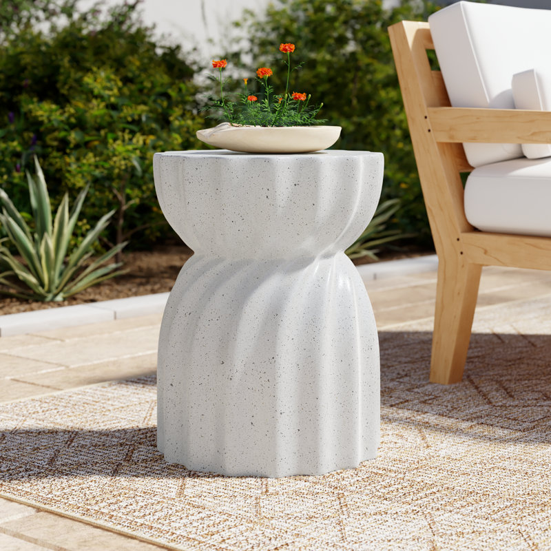 Milan Canham Round 14.2'' Outdoor Side Table, White, 1