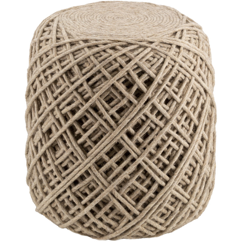 Chevelle Upholstered Pouf, Black/Wheat