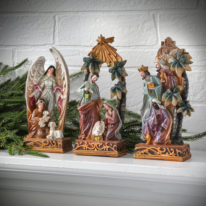  Crèche de Noël 7-8 "avec finition sculptée