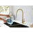 Gold Stainless Steel Kitchen Pull Down Faucet - 360 Rotatable High Spout, Simple Single Handle For Water Temperature And Flow Adjustment, Corrosion Rust-, 16.2 In. Deep, 10.17 Wide, 9.1 Tall, 4.15-490858836