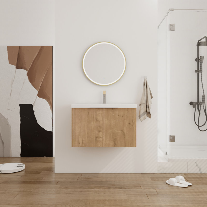 Ensemble de meuble-lavabo simple 29,84 Tonjes avec plateau, Chêne