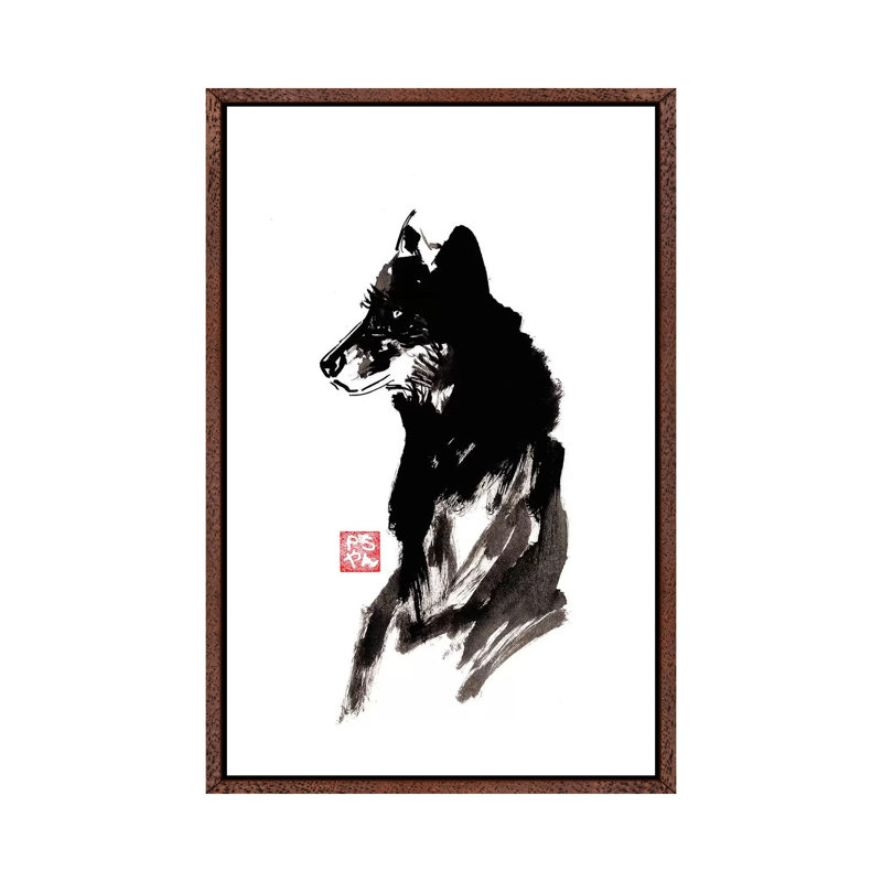 Wolf 1 Piece Wall Art on Canvas, 101.6 cm H x 66.04 cm W, Classic Brown Wood Framed