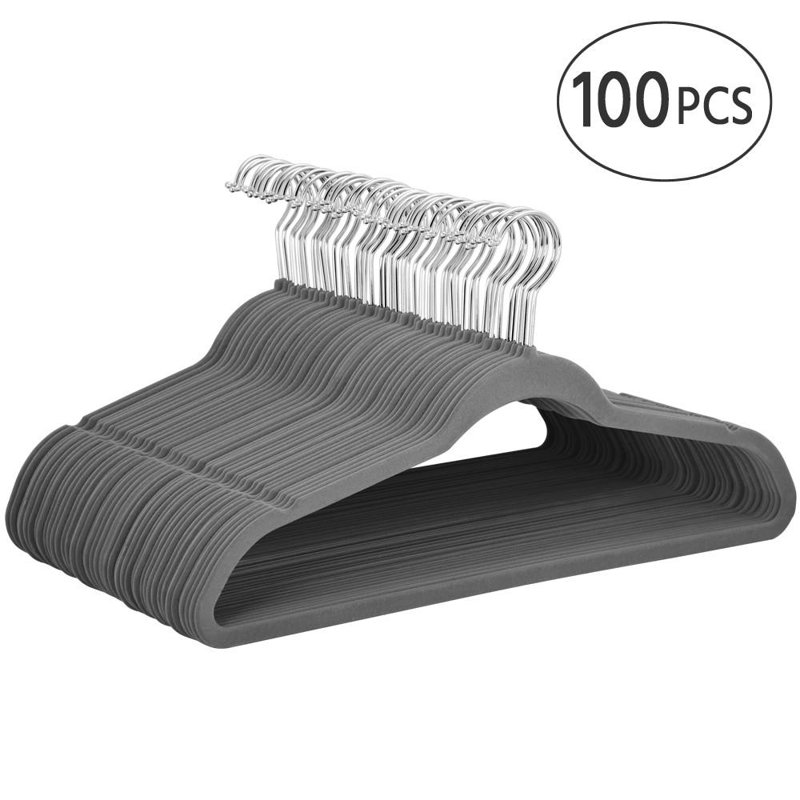 Santos Velvet Non-Slip Hanger with 360° Swivel Hook, Gray
