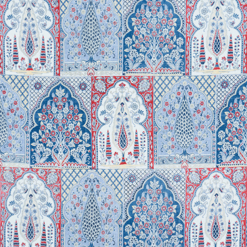 Barra Palace Fabric, Indigo/Crimson