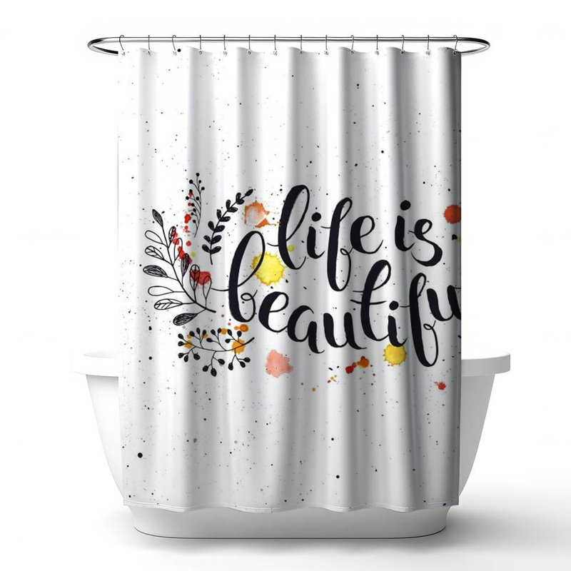 Shower Curtain QU41 – Polyester Shower Curtain, Dye Sublimation Print, 71" W × 74" L