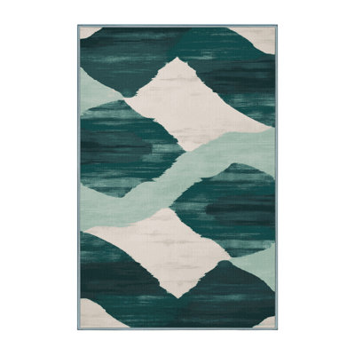 Tapis bleu aquarelle lavable à la machine