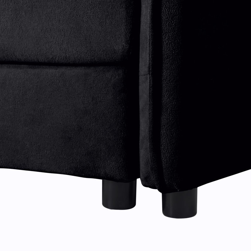 Canapé modulaire modulaire avec 2 repose-pieds mobiles pour le salon, Chenille noir
