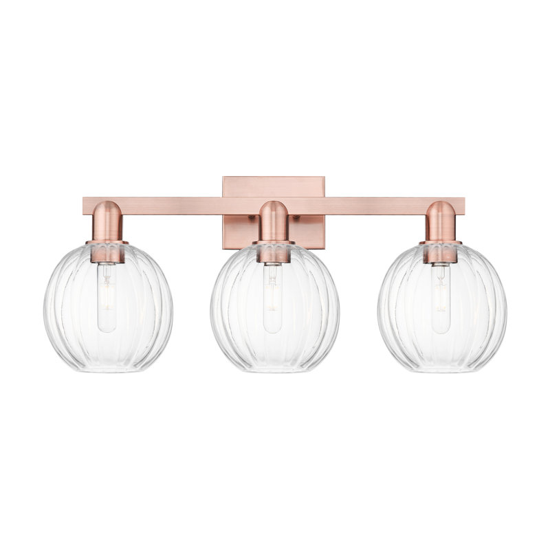 Eldon - 3 Light 26" Globe Shade Bath Vanity Light, Cuivre antique, Clair