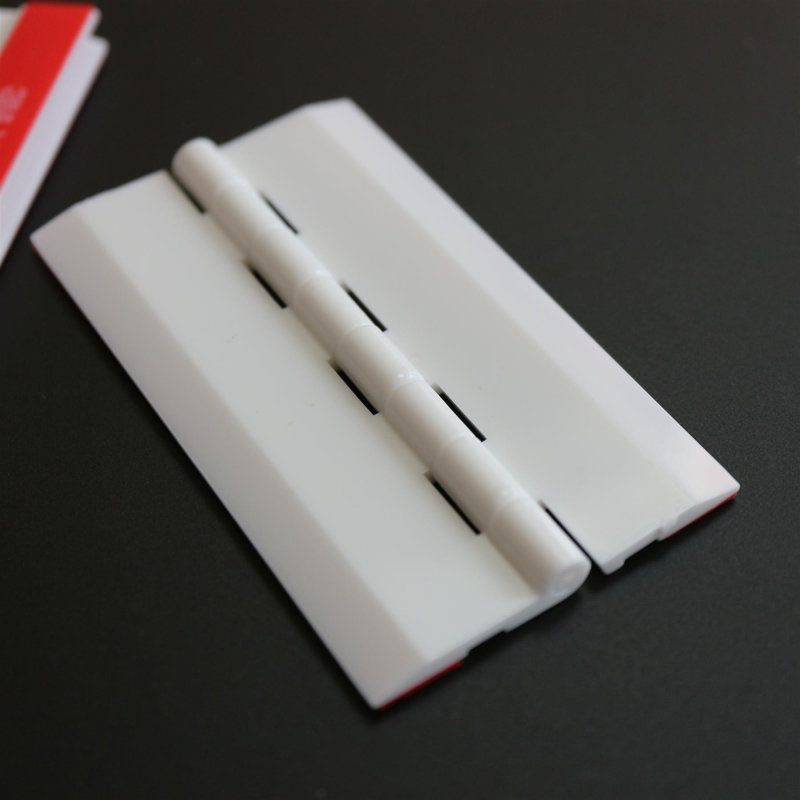White Acrylic Hinges - No Glue Required. Self Adhesive. White Plastic 75mm