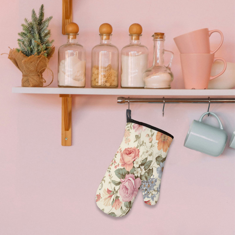 Flirt Flowers Oven Mitt Cotton Twill