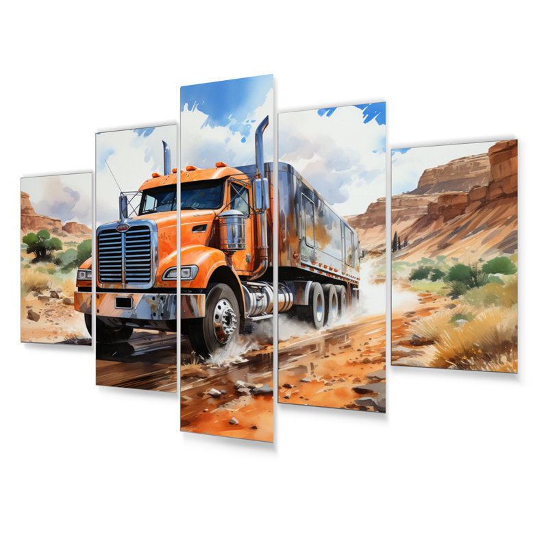 Ensemble de 5 décorations murales Tracteur dans le désert II