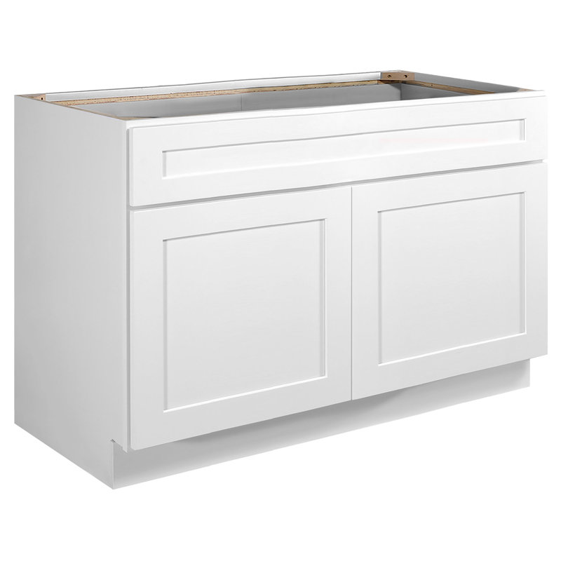Armoire de cuisine avec base d'évier de style shaker non assemblé Brookings par Design House, blanc, H 34,5 po x l 48 po