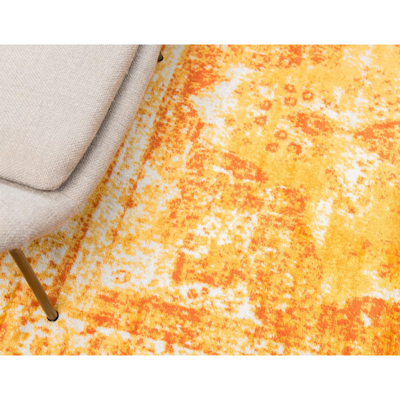 Sandrine Ikat Area Rug in Orange, Runner 2' x 9'10"