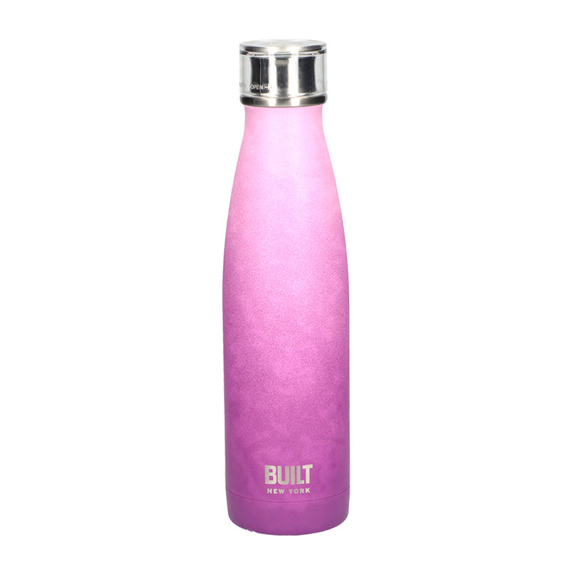 Built Perfect Seal 500ml Stainless Steel Water Bottle, Pink/Purple
