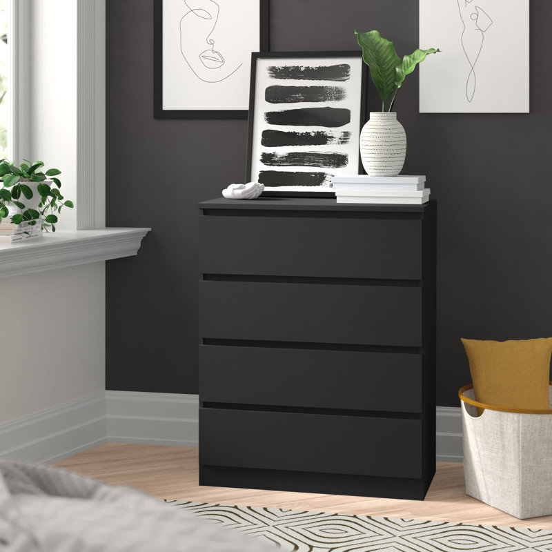 Braunstein 4 Drawer Chest Of Drawers, Black