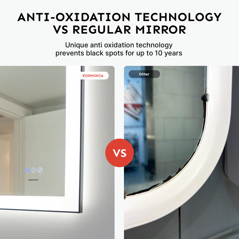 UL Certified Front & Back LED Bathroom Vanity Mirror – Anti-Fog, Tempered Glass, Black Aluminum Frame, 48"H x 30"W