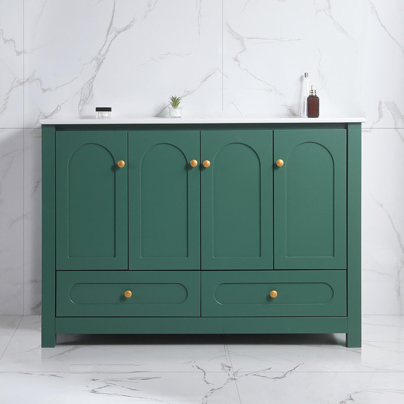 Ensemble de meuble-lavabo simple autoportant 48 po avec lavabo 48 po, Vert
