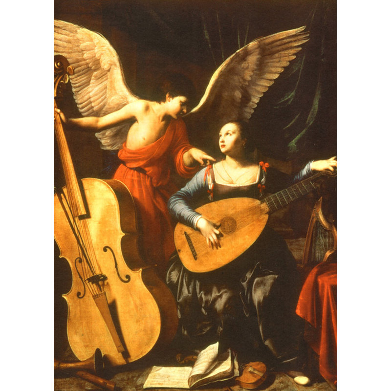 Sainte-Cécile et l'Ange, H 24 po x l 17 po