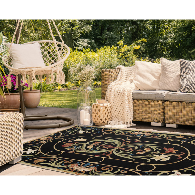 Marina Dream Garden Indoor/Outdoor Area Rug Midnight, Rectangle 7'10" x 9'10"